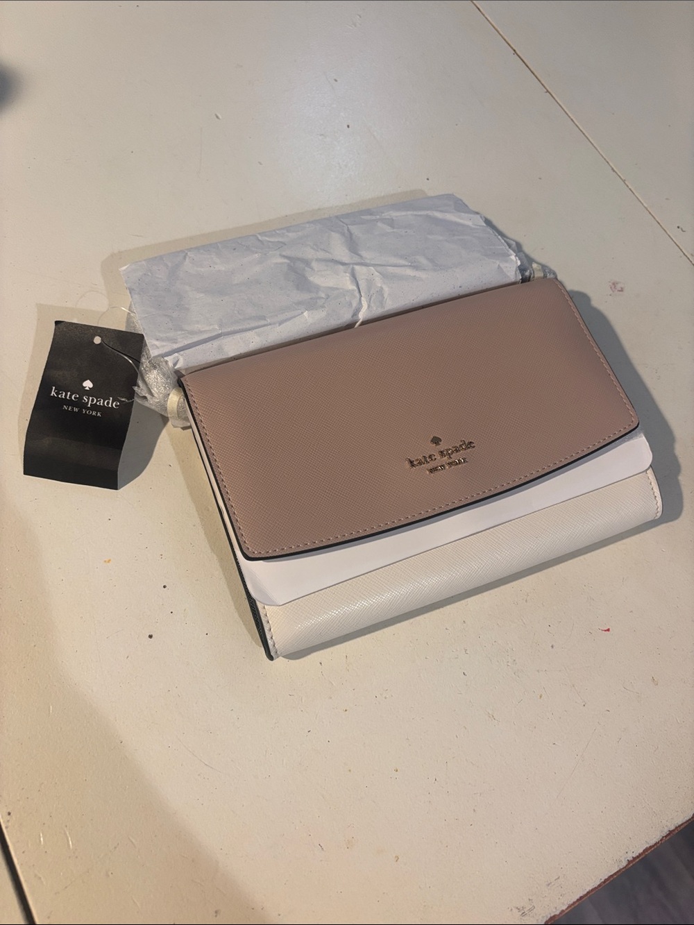 kate spade Two-Tone Blush and White Fold-Over Wallet